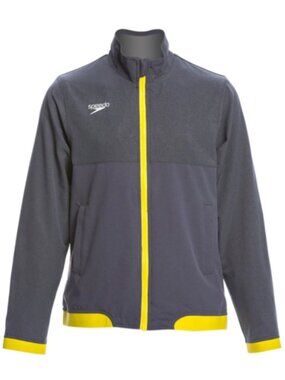 Speedo Youth Tech Warm Up Jacket Lightweight Sz S Gray/Blue & Speedo Yellow NWT